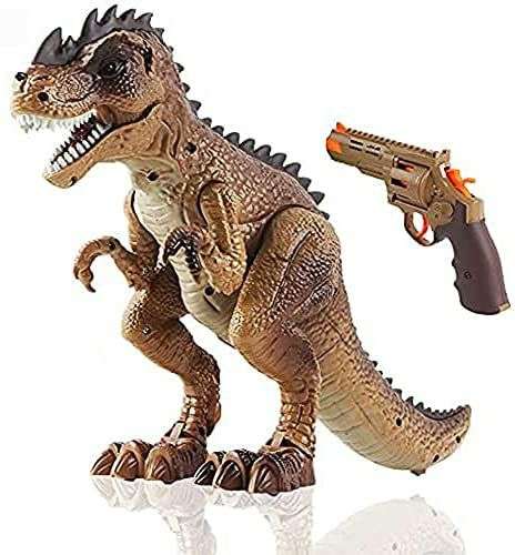 Dinosaurio Robot Inteligente y Pistola de Bengala Conjunto de Juguete Cazador de Bestias T-Rex con Luces, Sonidos y Efecto de Humo