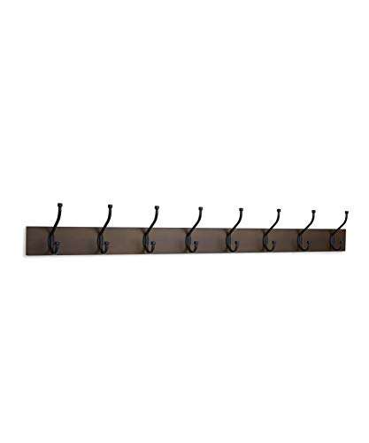 Amazon Basics - Perchero de madera de pared, 8 ganchos estándar 92 cm, Café, 2 unidades