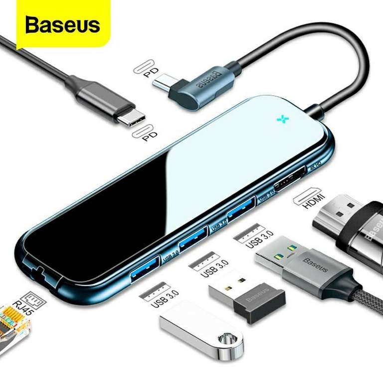 Baseus USB-C Tipo A HDMI RJ45 Multi Hub 3.0 Adaptador