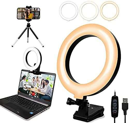 Anillo de Luz LED de 6 "con Clip y Trípode Anillo de Luz Selfie con Soporte para Teléfono 