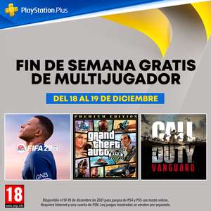 GRATIS :: Multijugador PS4/PS5 | GTA 5, Call of Duty: Vanguard, NBA 2k22, Fifa 22 | 18-19 Diciembre
