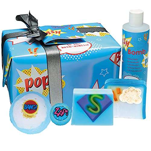Bomb Cosmetics Superhero's Saviour - Paquete de regalo con artículos de baño, hechos a mano, envuelto, contiene 5 unidades, 600 g