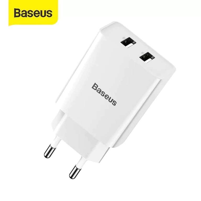 Baseus-cargador USB Dual portátil, cargador de pared rápido con enchufe europeo, 5V,
