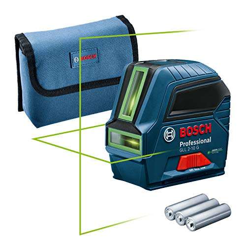 Bosch Professional Nivel Láser GLL 2-10 G, láser verde, alcance 10m, 3 pilas AA, con estuche, Amazon Exclusive Set