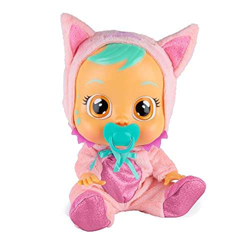 BEBÉS LLORONES Fantasy Foxie el zorro, muñeca Interactiva que llora de verdad con chupete y pijama rosa de zorro +18 meses