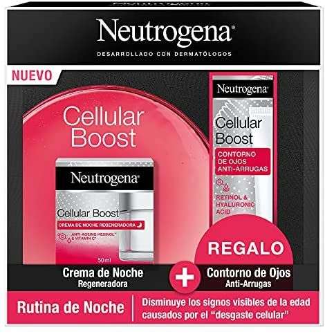 Neutrogena Cellular Boost Antiedad Rutina de Noche con Crema de Noche Regeneradora y Contorno de Ojos, Pack de 3 Unidades (compra R)