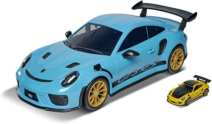 SIMBA TOYS Majorette - Porsche Coche de transporte Carry Car 911 GT3 RS, incluye un coche efectos de sonido auténticos motor Porsche