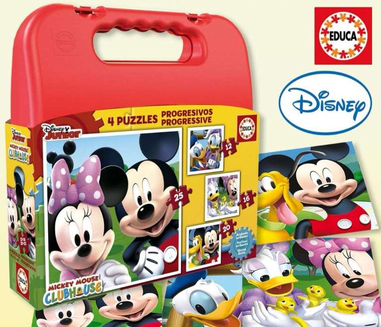 Educa Peppa Pig o Mickey Mouse Maleta con Puzzles Progresivo