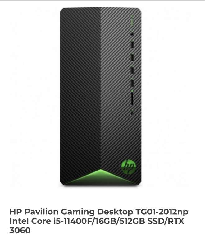 HP Pavilion Gaming Desktop TG01-2012np Intel Core i5-11400F/16GB/512GB SSD/RTX 3060