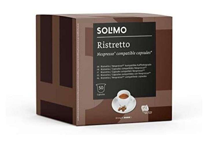 Solimo Nespresso Compatible Ristretto Cápsulas- Certificada UTZ - 100 Cápsulas (2 Paquetes x 50)