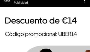 14 € Descuento primer viajes en uber
