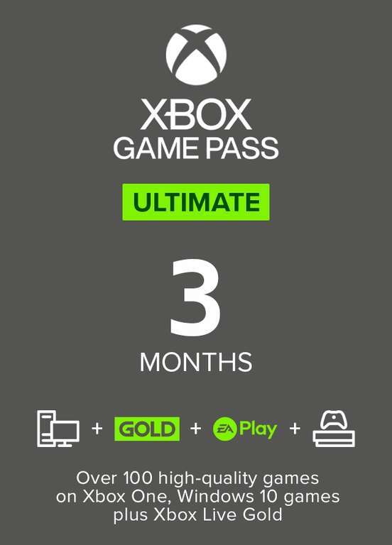 XBOX Game Pass Ultimate 3 meses 21€, 6 meses 40€