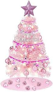 Mini árbol de navidad 60 cm con 29 adornos, luces y falda