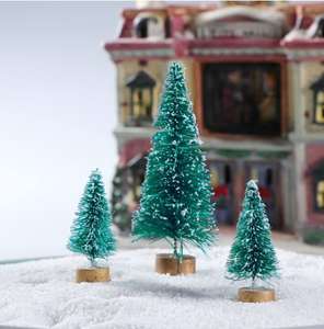 32 UNIDADES Árbol de Navidad de sisal esmerilado en miniatura, árboles de nieve, pino, cepillo, con bases de madera