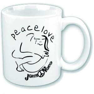 Taza de cerámica Peace Love de John Lennon y Yoko Ono