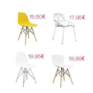 4 modelos de sillas de diseño nórdico y moderno por  MENOS de 20€ cada una!!