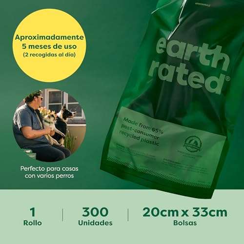 Earth Rated - 300 Bolsas para excremento de perro - Sin aroma