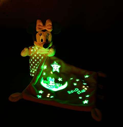 Peluche Minnie Mouse de Simba con licencia oficial Disney, brilla en la oscuridad, con mantita extrasuave
