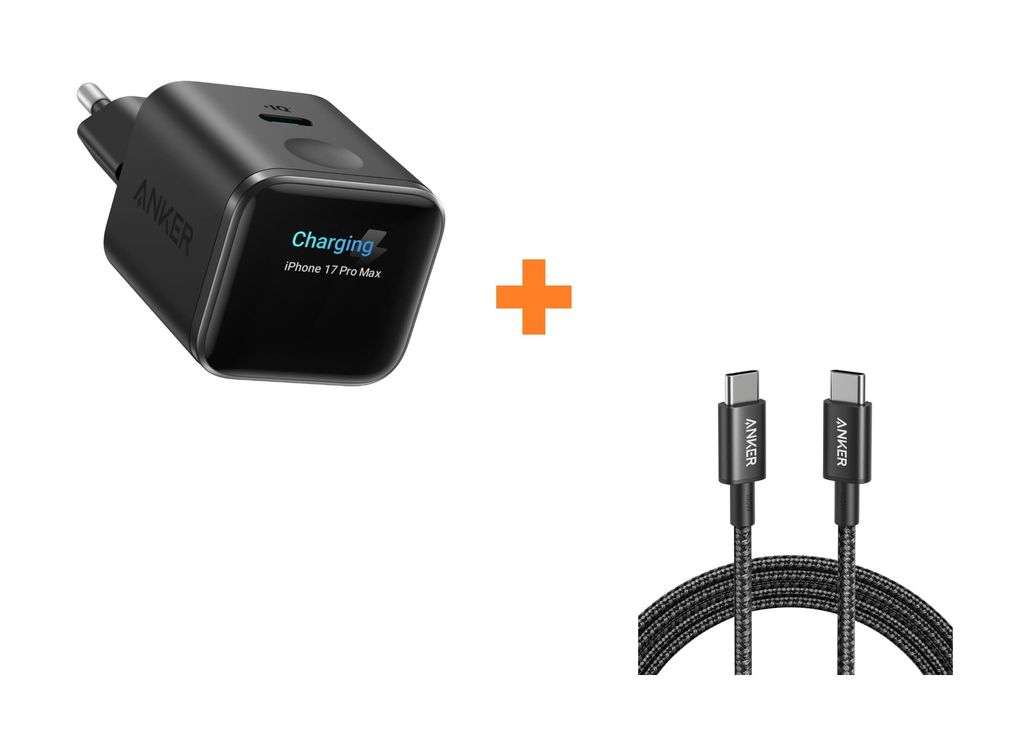 Anker Nano Cargador USB C 45W Inteligente para iPhone + Cable 1.8m USB C 100W