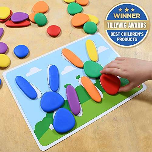 edxeducation Junior Rainbow Pebbles - Sorting Stacking Stones - Early Math Manipulative For Children - First Counting and Construction Toy