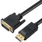 DTECH Cable de DisplayPort a DVI-D de 1,8 m (macho a macho) con conectores dorados.