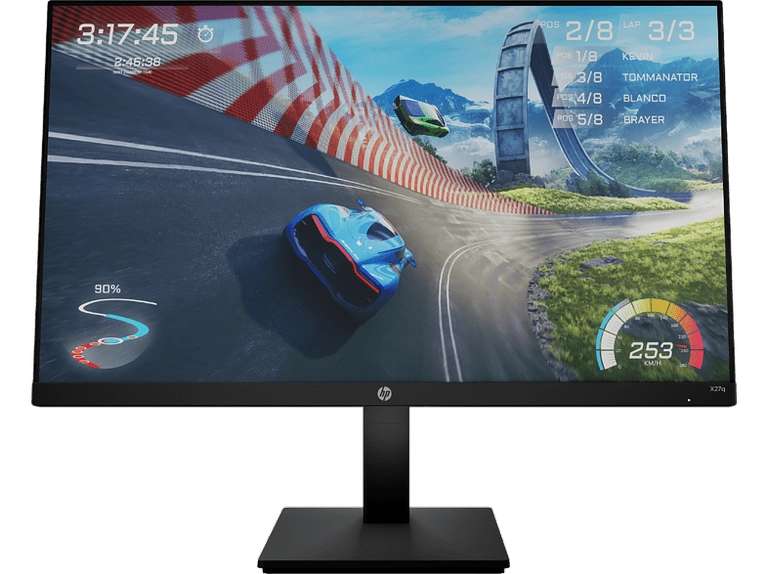 Monitor gaming - HP X27q, 27" QHD, 1 ms, 165 Hz, 1 HDMI 2.0, 1 entrada DisplayPort 1.4, Negro, 2V7U5AA