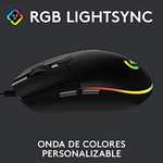 Logitech G203 LIGHTSYNC Ratón Gaming con Iluminación RGB Personalizable, 6 Botones Programables, Captor 8K para Gaming, 8,000 DPI,