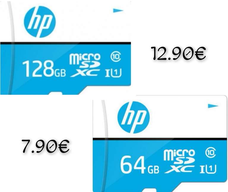 MicroSD HP con adaptador 128GB por 12.90€ / 64GB por 7.90€