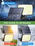 Luz Solar Exterior Jardin con mando a distancia【190LED 1500LM】 3 Modos de iluminación, IP65
