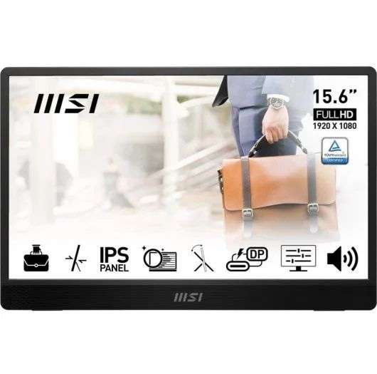 MSI PRO MP161 E2 - Monitor Portátil 15,6" LED IPS FullHD (1920x1080) 60Hz, 4ms (GtG), mini-HDMI 2.0, USB-C, Stand incluido, Negro
