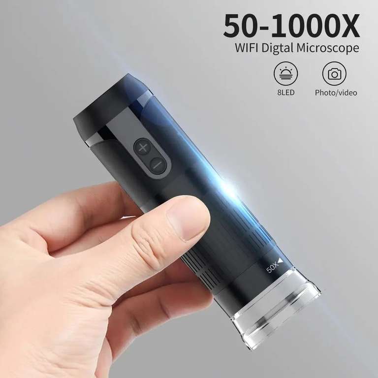 Microscopio Digital inalámbrico de bolsillo, HD de enfoque fijo 1000X con LED para iOS, Android, PC.