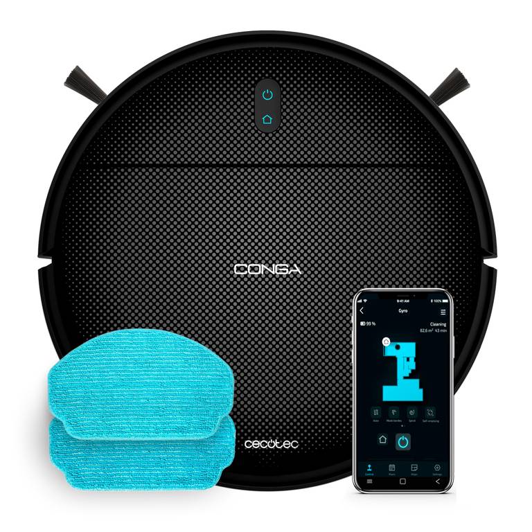 Cecotec Robot Aspirador Navegación Giroscópica 3000Pa Conga M10 X-Treme Neo | Barre, Aspira, Friega y Pasa la Mopa, Control APP