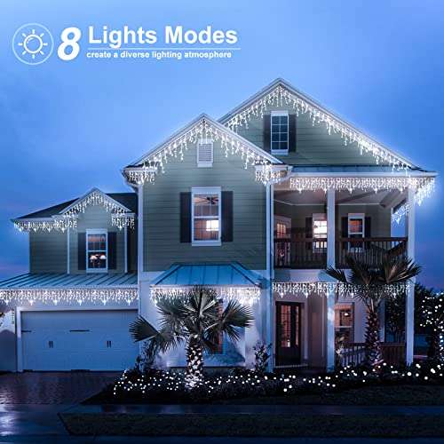 Cortina Luces Navidad Exterior,4M 240 Leds Luces, 8 Modos de Guirnalda Luces Interior Exterior, IP44 Impermeable, para Navidad Decoración,