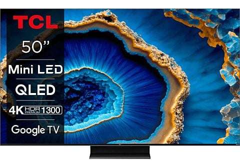 TV Mini LED 50" - TCL 50C805, QLED 4K, 144Hz Motion Clarity Pro, Dolby Atmos, Game Master Pro 2.0, Negro