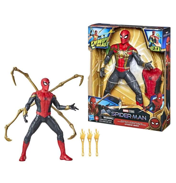 Figura Spiderman con 33 cm con 3 armaduras diferentes y lanzador de proyectiles