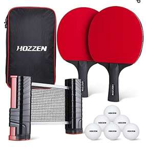Juego de 2 palas de Ping Pong ,6 de Ping Pong ,bolsa transparente,red de Ping Pong portátil con asa de color rojo ,red de 170 cm