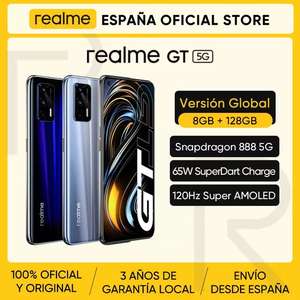 Realme GT 5G 8GB 128GB, Qualcomm Snapdragon 888 5G, Pantalla Super AMOLED 120Hz, Carga SuperDart de 65W - ENVÍO DESDE ESPAÑA - DIA 6 10 AM