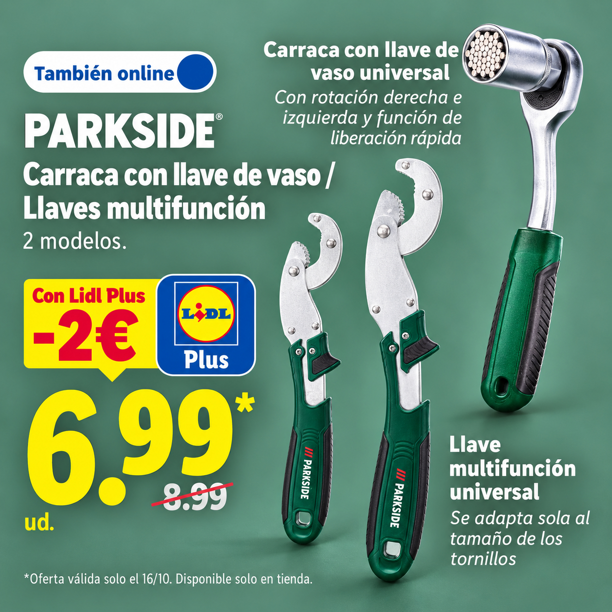 Juego de carraca con vaso universal / Juego de llave universal multiusos (Solo el 16/10)