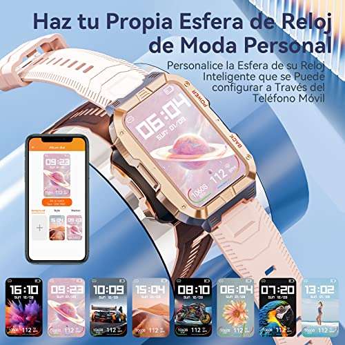 Smartwatch Mujer IP68, Reloj Inteligente con pantalla 1.57" Pulsómetro Sueño Podómetro, etc..