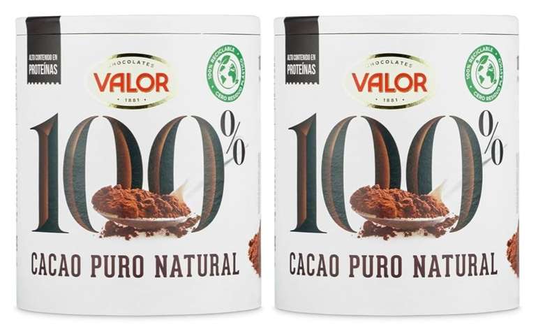 2 X Valor - Cacao Puro en Polvo 100% Natural, 250 g (4,66€/unidad)