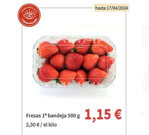 Fresas cat. 1ª bandeja 500 g origen España x 1,15€