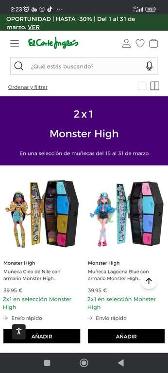 MONSTER HIGH 2X1 - El Corteingles