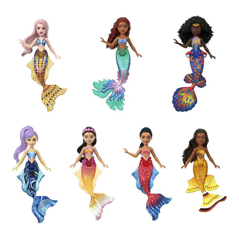 Pack 7 muñecas sirenas Disney Scallop Minis La sirenita Disney Princess Mattel