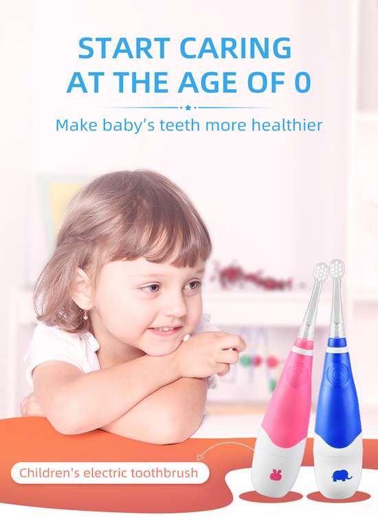 Seago-cepillo de dientes eléctrico para niños, cerdas suaves con Flash colorido, 3 colores, 1 x batería AAA, 4 reemplazos de uds, SG902