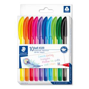 10 Bolígrafos de colores surtidos STAEDTLER triangular, 1,0 mm, para una escritura relajada