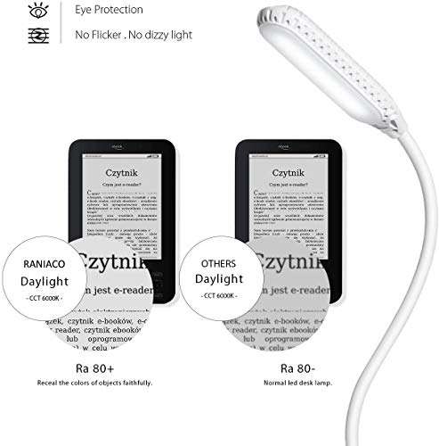 Lámpara de Lectura LED con Pinza y Batería Recargable, Regulable, 360º