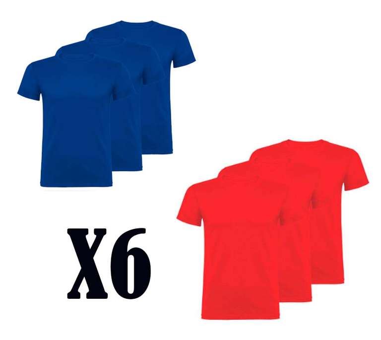 6 Camisetas básicas Crossfire 100% algodón