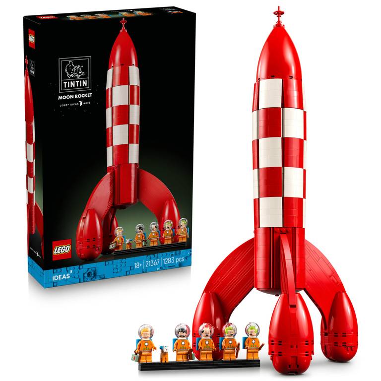 LEGO Ideas Cohete Lunar de Tintin – Maqueta para Adultos de Nave – 5 Minifiguras y Figura del Perro Snowy 21367