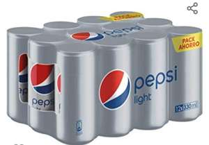 Pepsi Light 330ml - Refresco de Cola sin Calorías - Pack de 12