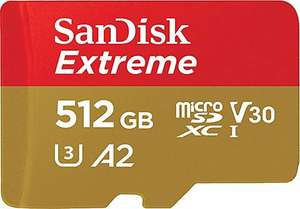 SanDisk Extreme 512GB - Tarjeta Micro SDXC, Hasta 190 MB/s lectura, UHS-I, U3, V30, A2, Clase 10, Multicolor